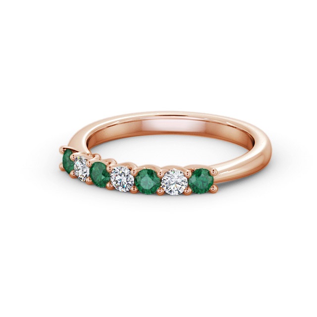 Seven Stone Emerald And Diamond 0.46ct Ring 18K Rose Gold - Kallie |  Angelic Diamonds