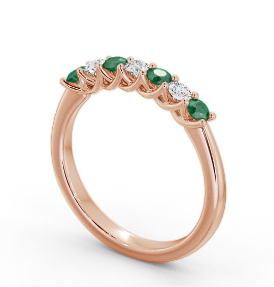 Seven Stone Emerald and Diamond 0.46ct Ring 18K Rose Gold GEM115_RG_EM_THUMB1