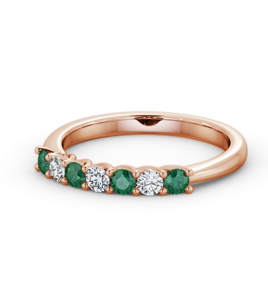 Seven Stone Emerald and Diamond 0.46ct Ring 18K Rose Gold GEM115_RG_EM_THUMB2 
