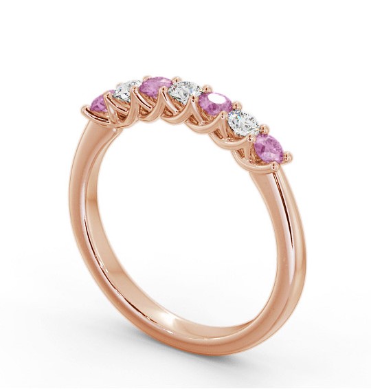 Seven Stone Pink Sapphire and Diamond 0.54ct Ring 18K Rose Gold GEM115_RG_PS_THUMB1 