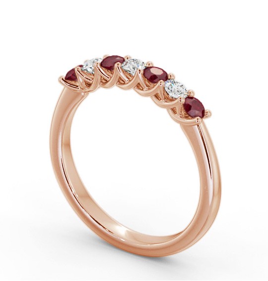 Seven Stone Ruby and Diamond 0.54ct Ring 18K Rose Gold GEM115_RG_RU_THUMB1