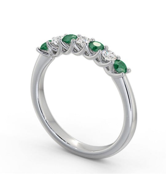 Seven Stone Emerald and Diamond 0.46ct Ring 18K White Gold GEM115_WG_EM_THUMB1