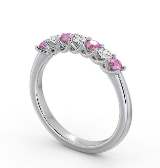 Seven Stone Pink Sapphire and Diamond 0.54ct Ring 9K White Gold GEM115_WG_PS_THUMB1