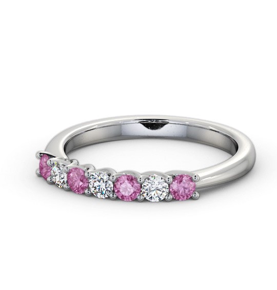 Seven Stone Pink Sapphire and Diamond 0.54ct Ring 18K White Gold GEM115_WG_PS_THUMB2 