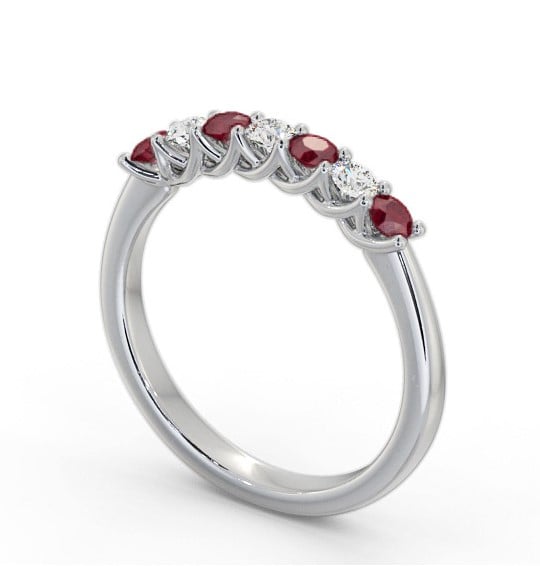 Seven Stone Ruby and Diamond 0.54ct Ring 18K White Gold GEM115_WG_RU_THUMB1 