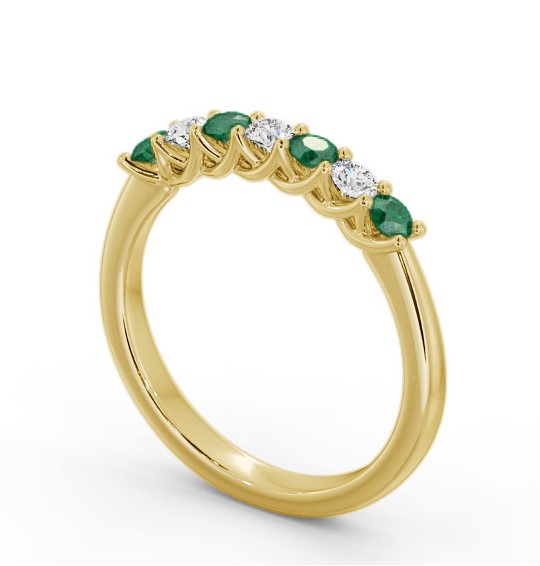 Seven Stone Emerald and Diamond 0.46ct Ring 18K Yellow Gold GEM115_YG_EM_THUMB1