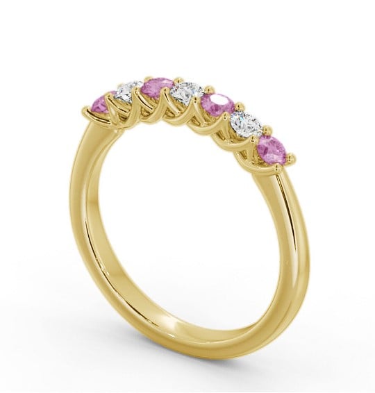 Seven Stone Pink Sapphire and Diamond 0.54ct Ring 9K Yellow Gold GEM115_YG_PS_THUMB1