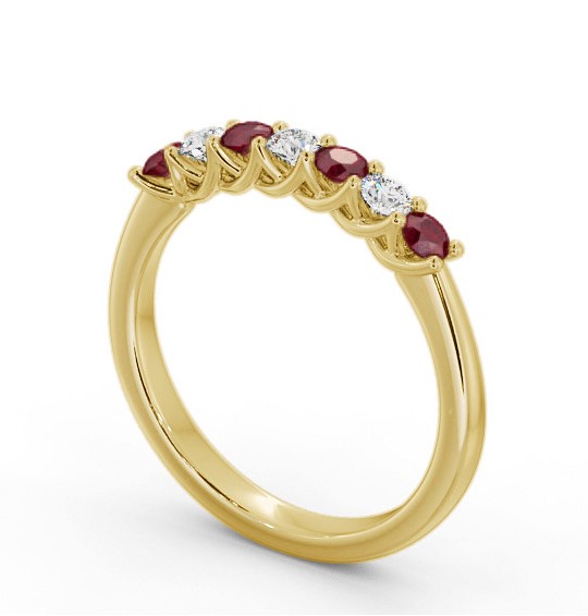 Seven Stone Ruby and Diamond 0.54ct Ring 18K Yellow Gold GEM115_YG_RU_THUMB1