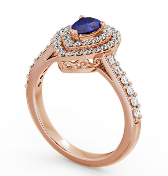 Halo Blue Sapphire and Diamond 0.97ct Ring 18K Rose Gold GEM11_RG_BS_THUMB1