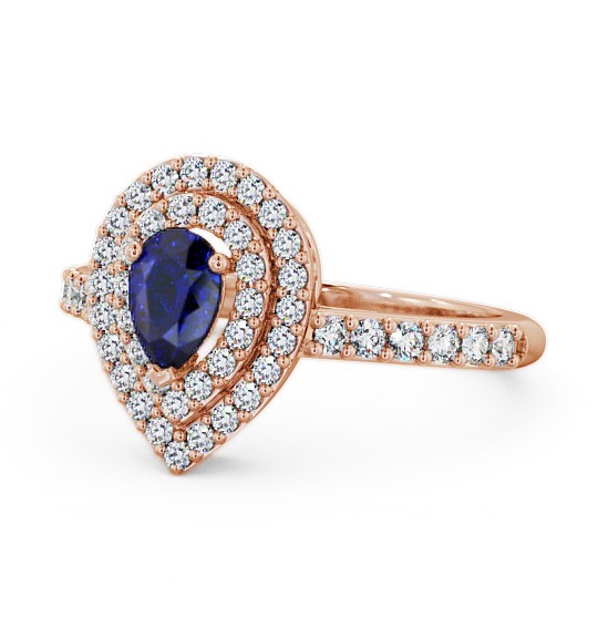  Halo Blue Sapphire and Diamond 0.97ct Ring 9K Rose Gold - Elvira GEM11_RG_BS_THUMB2 