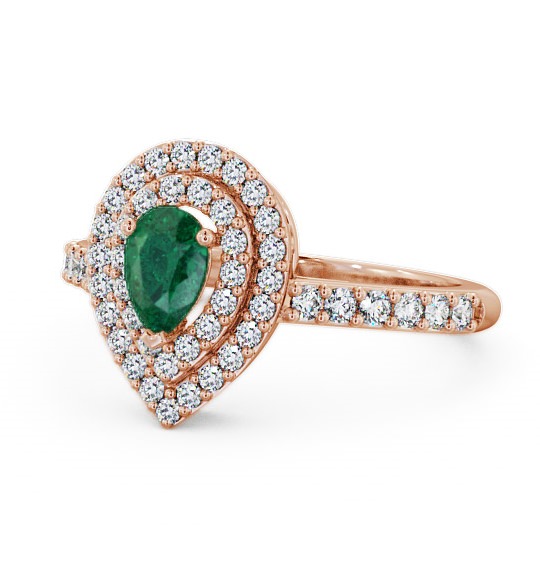  Halo Emerald and Diamond 0.92ct Ring 9K Rose Gold - Elvira GEM11_RG_EM_THUMB2 