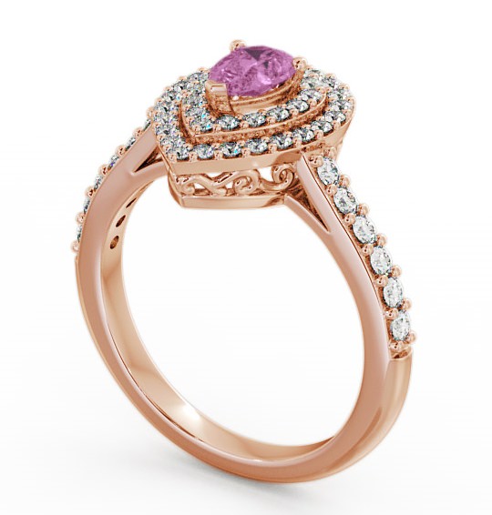 Halo Pink Sapphire and Diamond 0.97ct Ring 9K Rose Gold GEM11_RG_PS_THUMB1