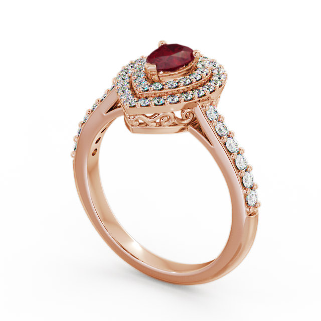 Halo Ruby and Diamond 0.97ct Ring 9K Rose Gold - Elvira GEM11_RG_RU_SIDE