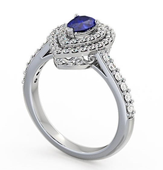 Halo Blue Sapphire and Diamond 0.97ct Ring 18K White Gold GEM11_WG_BS_THUMB1 