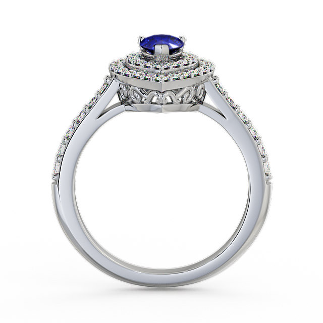 Halo Blue Sapphire and Diamond 0.97ct Ring Palladium - Elvira GEM11_WG_BS_UP