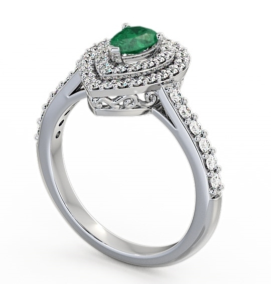 Halo Emerald and Diamond 0.92ct Ring Platinum GEM11_WG_EM_THUMB1