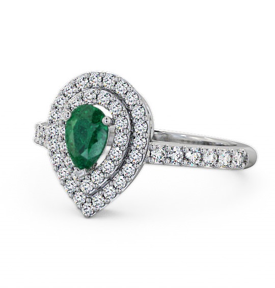  Halo Emerald and Diamond 0.92ct Ring 9K White Gold - Elvira GEM11_WG_EM_THUMB2 