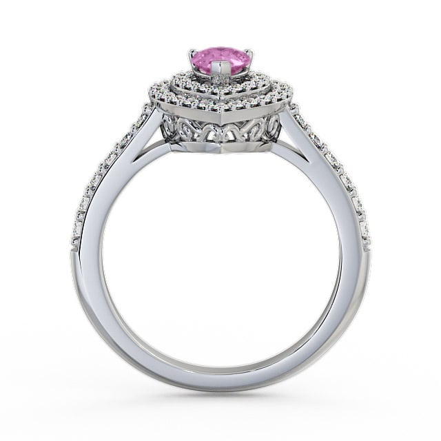Halo Pink Sapphire and Diamond 0.97ct Ring Palladium - Elvira GEM11_WG_PS_UP