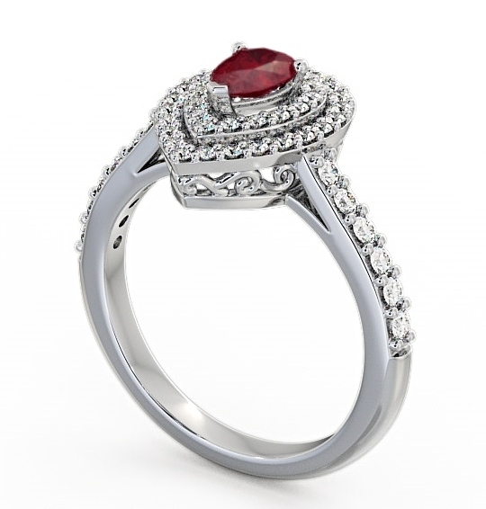 Halo Ruby and Diamond 0.97ct Ring 9K White Gold GEM11_WG_RU_THUMB1