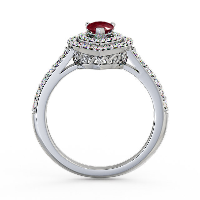 Halo Ruby and Diamond 0.97ct Ring 18K White Gold - Elvira GEM11_WG_RU_UP