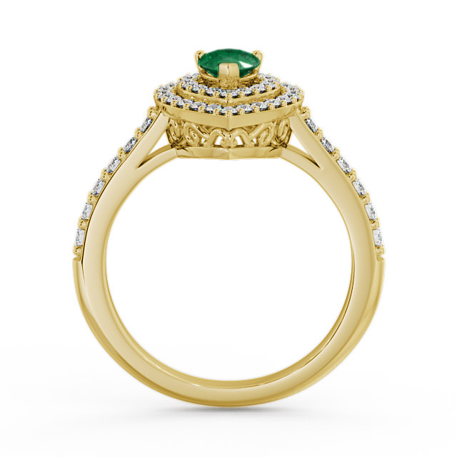 Halo Emerald and Diamond 0.92ct Ring 18K Yellow Gold - Elvira GEM11_YG_EM_UP
