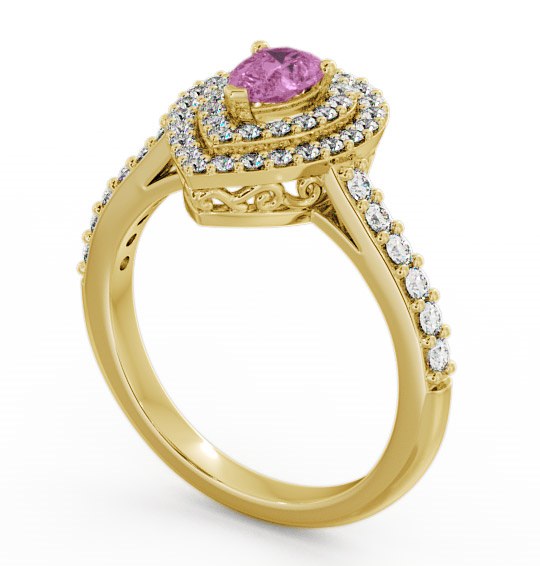 Halo Pink Sapphire and Diamond 0.97ct Ring 18K Yellow Gold - Elvira GEM11_YG_PS_THUMB1