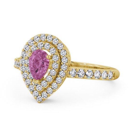  Halo Pink Sapphire and Diamond 0.97ct Ring 9K Yellow Gold - Elvira GEM11_YG_PS_THUMB2 