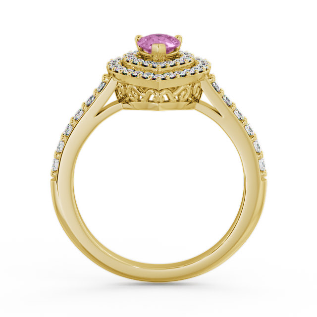 Halo Pink Sapphire and Diamond 0.97ct Ring 9K Yellow Gold - Elvira GEM11_YG_PS_UP