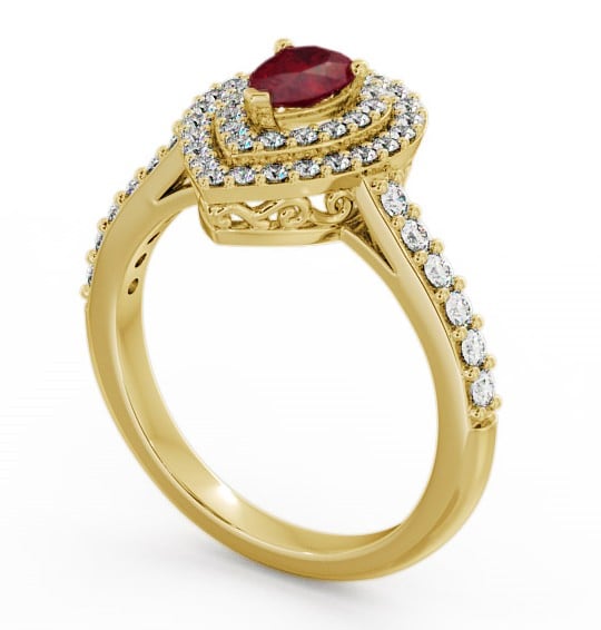 Halo Ruby and Diamond 0.97ct Ring 18K Yellow Gold - Elvira GEM11_YG_RU_THUMB1