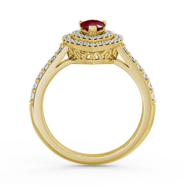 Halo Ruby and Diamond 0.97ct Ring 9K Yellow Gold - Elvira GEM11_YG_RU_UP