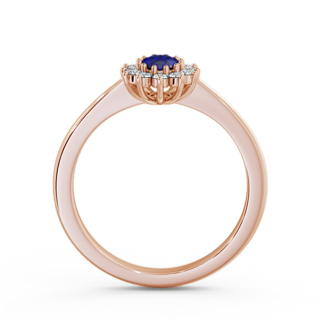 Cluster Blue Sapphire and Diamond 0.52ct Ring 9K Rose Gold - Louvel GEM12_RG_BS_UP
