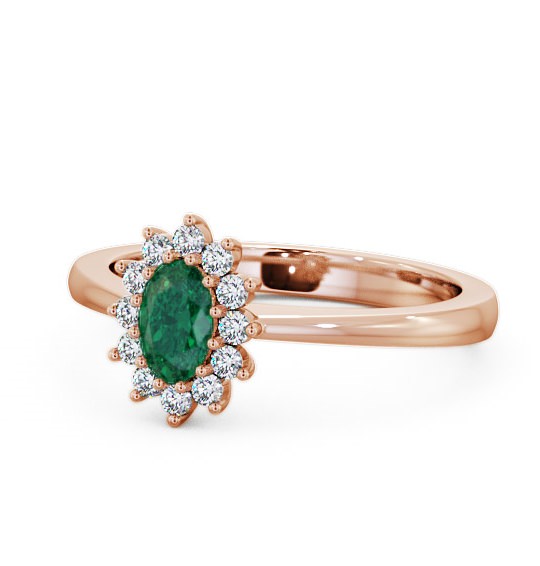  Cluster Emerald and Diamond 0.47ct Ring 9K Rose Gold - Louvel GEM12_RG_EM_THUMB2 
