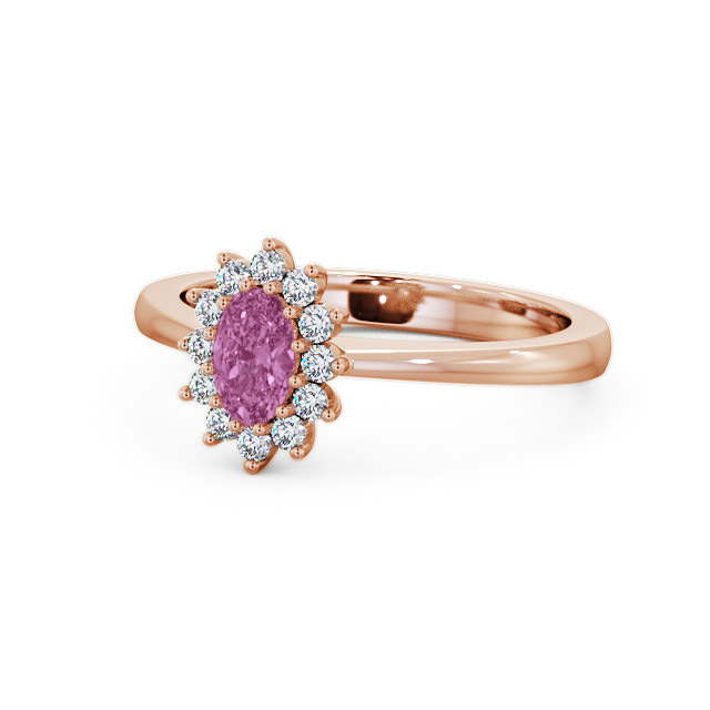 Cluster Pink Sapphire and Diamond 0.52ct Ring 18K Rose Gold - Louvel GEM12_RG_PS_FLAT