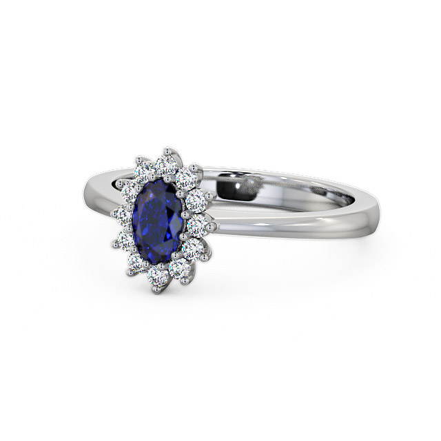 Cluster Blue Sapphire and Diamond 0.52ct Ring 9K White Gold - Louvel GEM12_WG_BS_FLAT