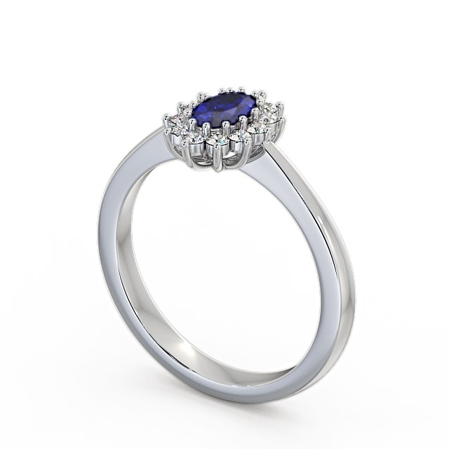 Cluster Blue Sapphire and Diamond 0.52ct Ring 18K White Gold - Louvel GEM12_WG_BS_SIDE