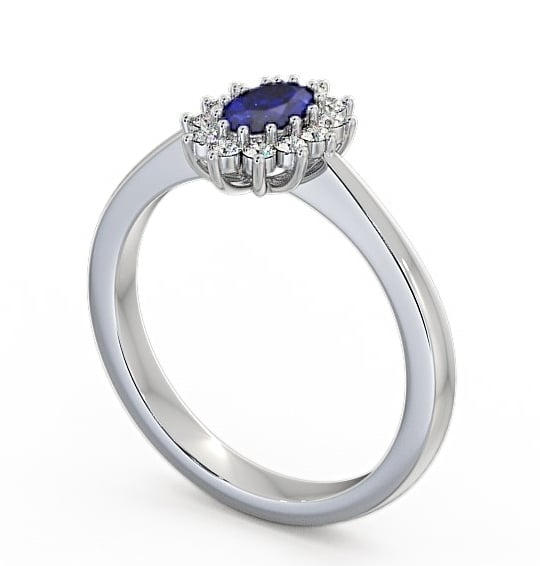 Cluster Blue Sapphire and Diamond 0.52ct Ring 9K White Gold GEM12_WG_BS_THUMB1