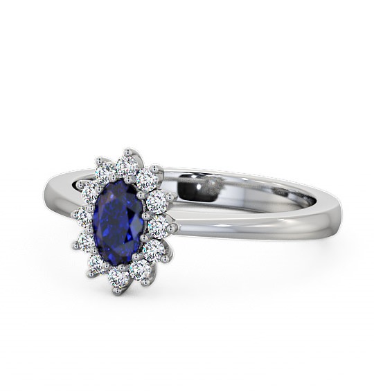  Cluster Blue Sapphire and Diamond 0.52ct Ring 18K White Gold - Louvel GEM12_WG_BS_THUMB2 