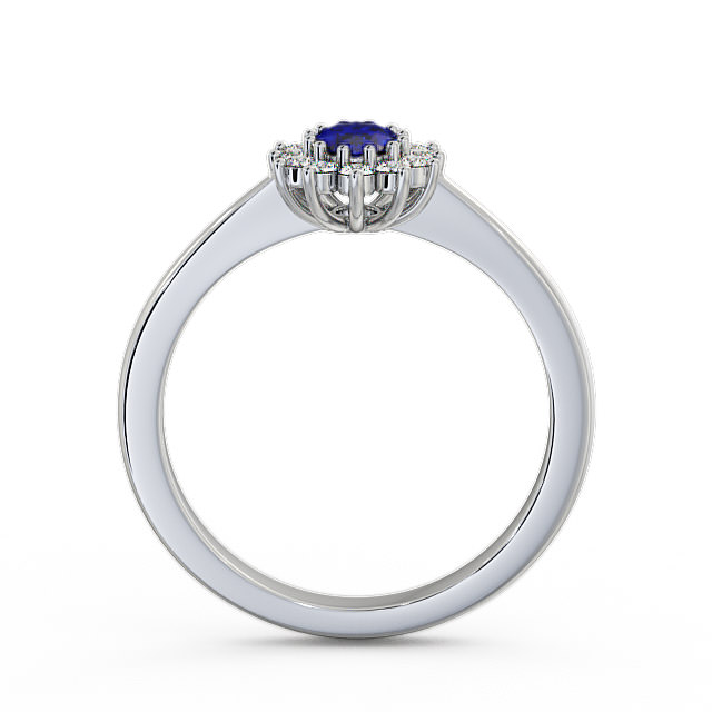 Cluster Blue Sapphire and Diamond 0.52ct Ring 18K White Gold - Louvel GEM12_WG_BS_UP