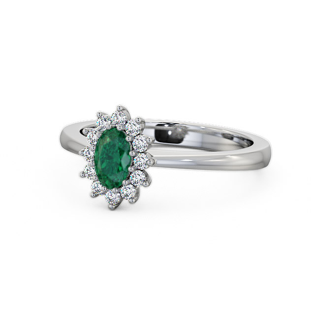 Cluster Emerald and Diamond 0.47ct Ring 9K White Gold - Louvel GEM12_WG_EM_FLAT
