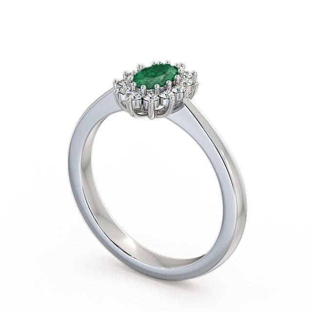 Cluster Emerald and Diamond 0.47ct Ring Palladium - Louvel GEM12_WG_EM_SIDE