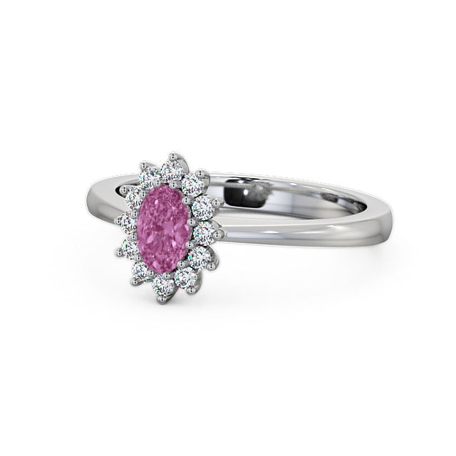 Cluster Pink Sapphire and Diamond 0.52ct Ring 9K White Gold - Louvel GEM12_WG_PS_FLAT