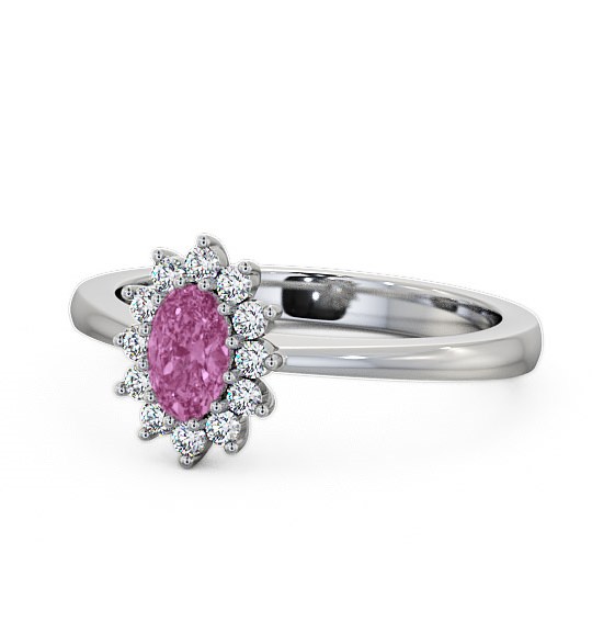  Cluster Pink Sapphire and Diamond 0.52ct Ring 9K White Gold - Louvel GEM12_WG_PS_THUMB2 