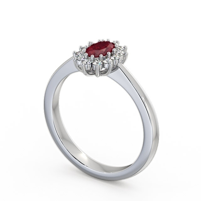 Cluster Ruby and Diamond 0.52ct Ring 9K White Gold - Louvel