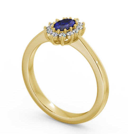 Cluster Blue Sapphire and Diamond 0.52ct Ring 18K Yellow Gold - Louvel GEM12_YG_BS_THUMB1