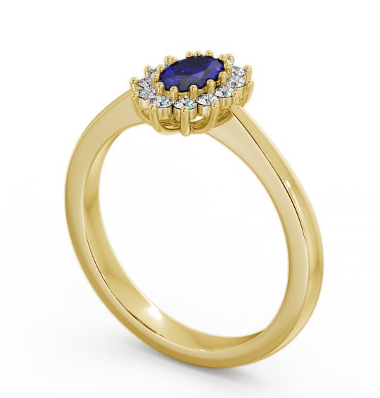 Cluster Blue Sapphire and Diamond 0.52ct Ring 9K Yellow Gold GEM12_YG_BS_THUMB1