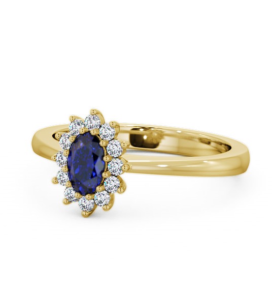  Cluster Blue Sapphire and Diamond 0.52ct Ring 9K Yellow Gold - Louvel GEM12_YG_BS_THUMB2 