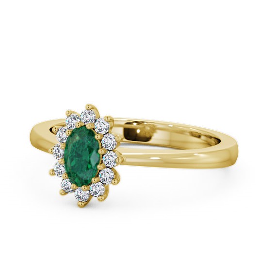  Cluster Emerald and Diamond 0.47ct Ring 9K Yellow Gold - Louvel GEM12_YG_EM_THUMB2 