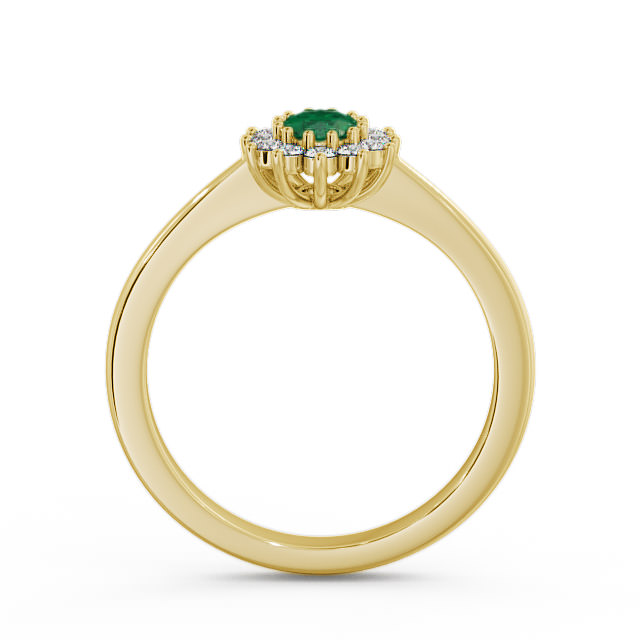 Cluster Emerald and Diamond 0.47ct Ring 9K Yellow Gold - Louvel GEM12_YG_EM_UP