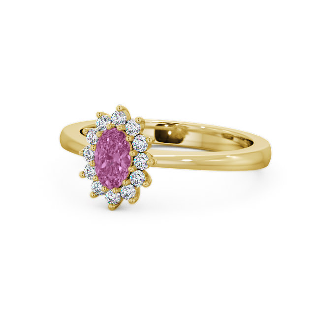 Cluster Pink Sapphire and Diamond 0.52ct Ring 18K Yellow Gold - Louvel GEM12_YG_PS_FLAT