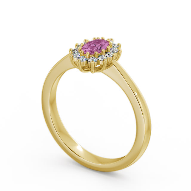 Cluster Pink Sapphire and Diamond 0.52ct Ring 18K Yellow Gold - Louvel GEM12_YG_PS_SIDE